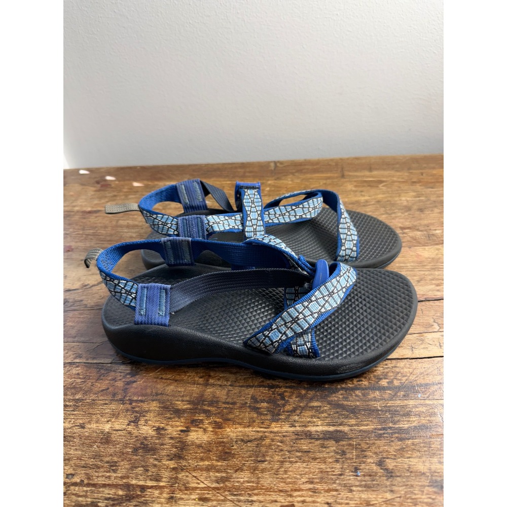 Chaco Z1 EcoTread Kids Blue Grey Grid Strappy Sport Sandals Size 5 Kids